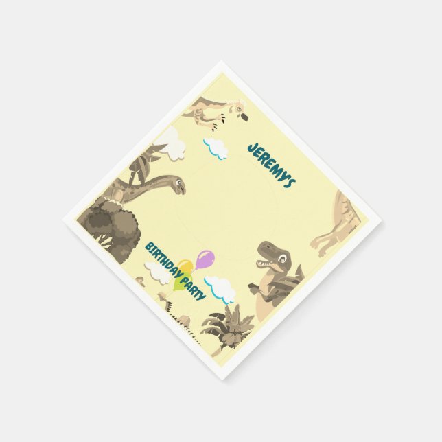 Dino Födelsedagsfest Napkins - Kids Pappersservett (Hörn)