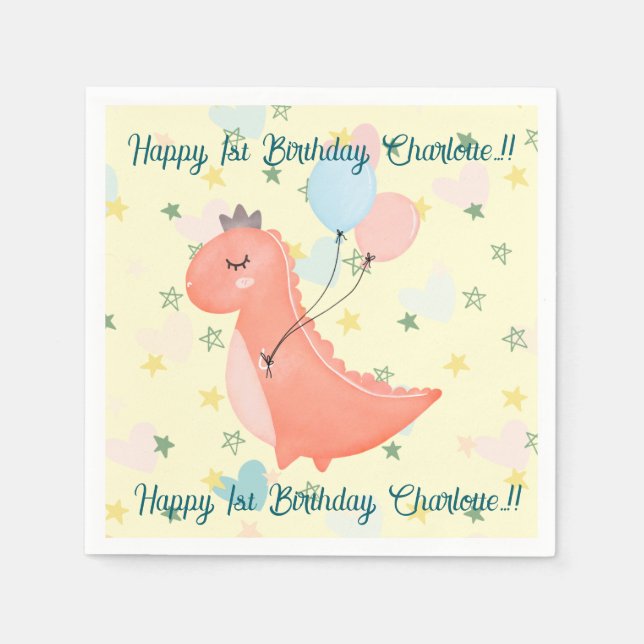 Dino Födelsedagsfest Pappersservett (Framsidan)