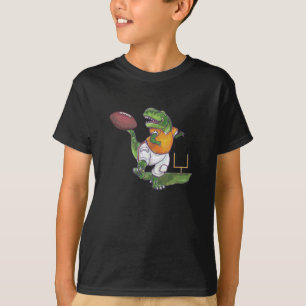 Dino Football Player Kids Mörk Tee Shirt