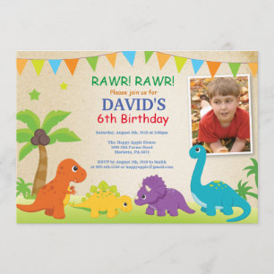 Dino för Dinosaurfödelsedaginbjudan party Inbjudningar