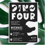 Dino Four Black Dinosaur 4e födelsedagen Party Inbjudningar<br><div class="desc">Vi lägger alltid till nya mönster varje vecka!</div>