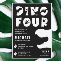 Dino Four Black Dinosaur 4e födelsedagen Party