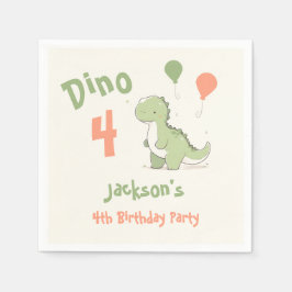 Dino Four Dinosaur 4-års födelsedagsfest Pappersservett