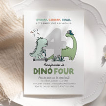 Dino-Four Födelsedagsfest inbjudan