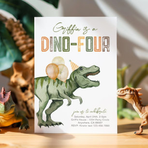 Dino-four-födelsedagsinbjudan Inbjudningar