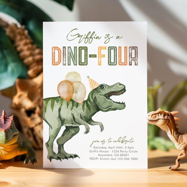 Dino-four-födelsedagsinbjudan Inbjudningar (Skapare uppladdad)