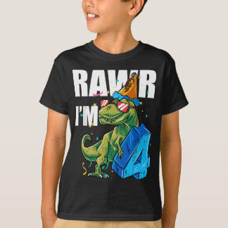 Dino Four Rawr Im 4 Roar Im 4 ÅRS Dinosaur T Shirt