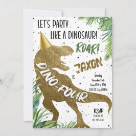 Dino Four T-Rex Dinosaur 4e födelsedagen Party Inbjudningar