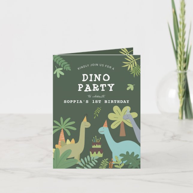 Dino Friends Birthday-inbjudan Inbjudan (Framsida)