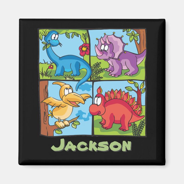 Dino Friends Personlig Magnet (Framsidan)
