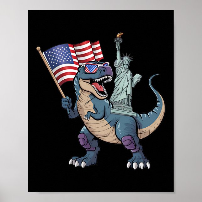 Dino-Frihetsgudinnan 4:e juli: Lena Boys Amer Poster (Framsidan)