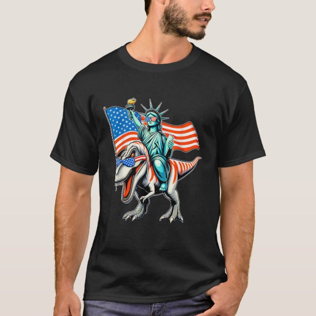 Dino Frihetsgudinnan 4 juli boys American F T Shirt (Framsida)