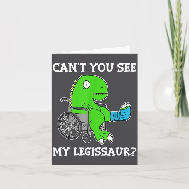 Dino Funny Get Well Broken Leg Gift Dinosaur With  Kort (Framsida)
