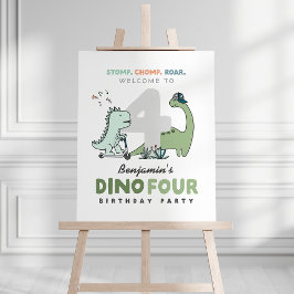 Dino Fyra födelsedagsvälkomstskylt Poster