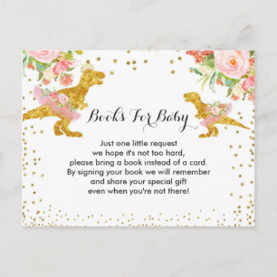 Dino Girl Baby Shower Bokar för Baby Card Vykort
