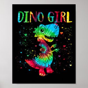 Dino Girl Dinosaur Älskare Tie Dye Cute T-rex Hall Poster