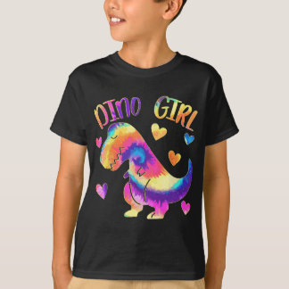 Dino Girl - Dinosaur Älskare - Tie Dye Cute Tonåri T Shirt