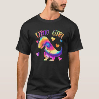 Dino Girl - Dinosaur Älskare - Tie Dye Cute Tonåri T Shirt