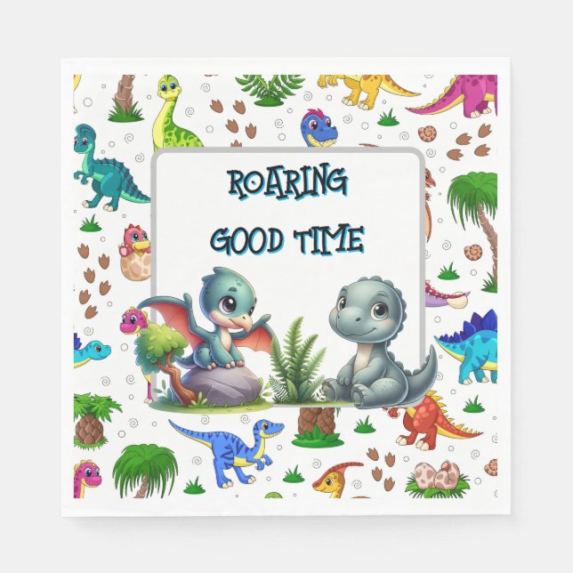 Dino Glad Födelsedag Papper  Pappersservett (Framsidan)