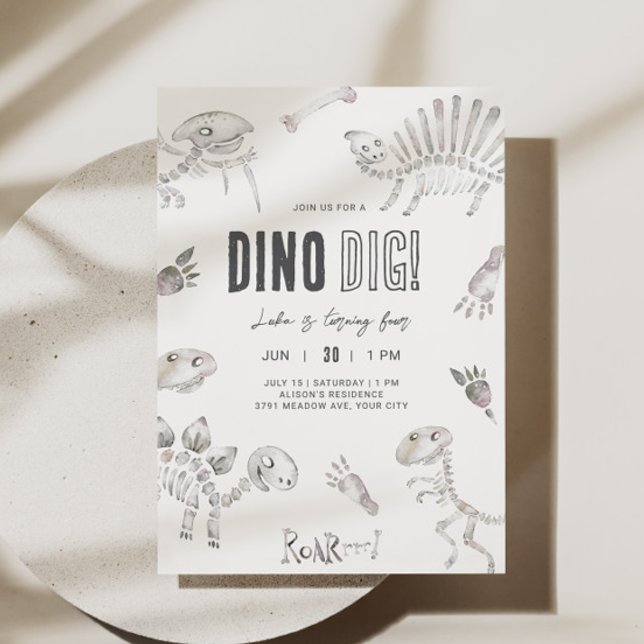 Dino Gräver Birthday Inbjudningar (Skapare uppladdad)