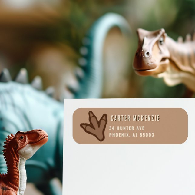 Dino Gräver Dinosaur Birthday-inbjudan Adress Returadress Etikett (Skapare uppladdad)