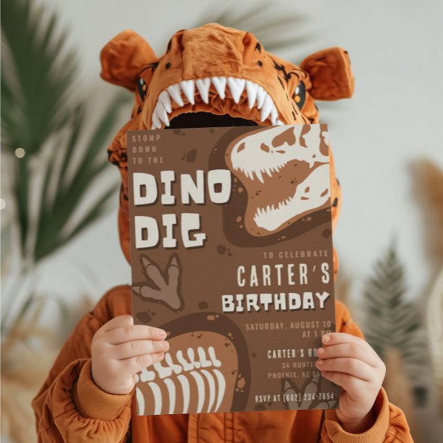 Dino Gräver Dinosaur Excavation Födelsedagsfest Inbjudningar (Skapare uppladdad)