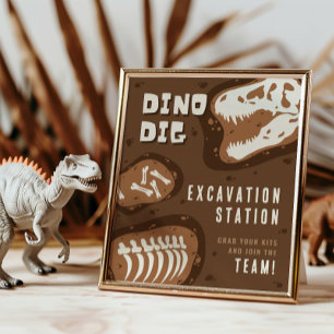 Dino Gräver Dinosaur Excavation Station Party Post Poster