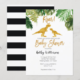 Dino Greenery oh baby, inbjudan till babydusch