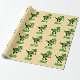 dino grönt t-rex mönster-barn presentpapper