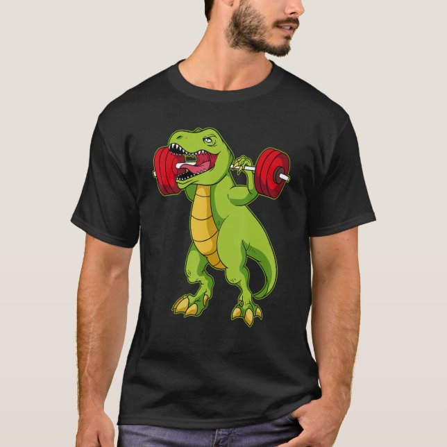 Dino Gym Workout Dinosaur Bodybuilding T Shirt (Framsida)