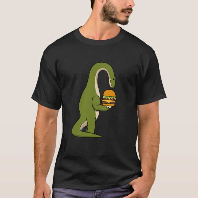 Dino Hamburger Eating Dinosaur T-Rex T Shirt (Framsida)