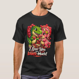 Dino-hjärten Rawr Mycket Alla Hjärtans Dag,Par års T Shirt