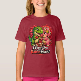 Dino-hjärten Rawr Mycket Alla Hjärtans Dag,Par års T Shirt