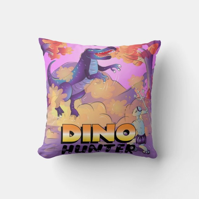 Dino Hunter Illustration Pillow Kudde (Framsida)
