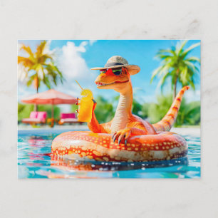 Dino i Bassäng med Cocktail Helg Vykort