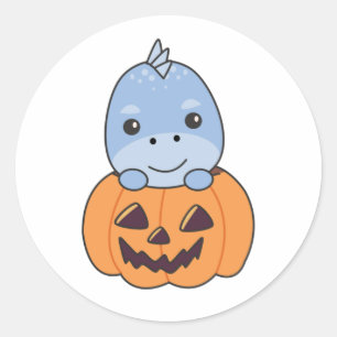 Dino in Pumpkin Sweet Dinos Happy halloween Runt Klistermärke