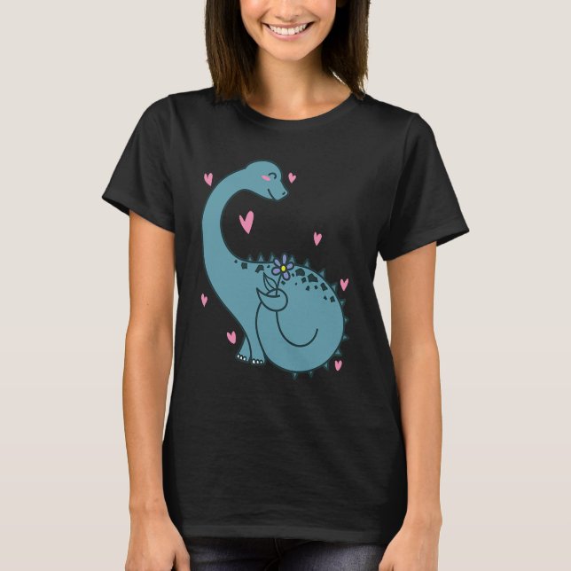Dino is in Love Dinosaur Reptile T Shirt (Framsida)
