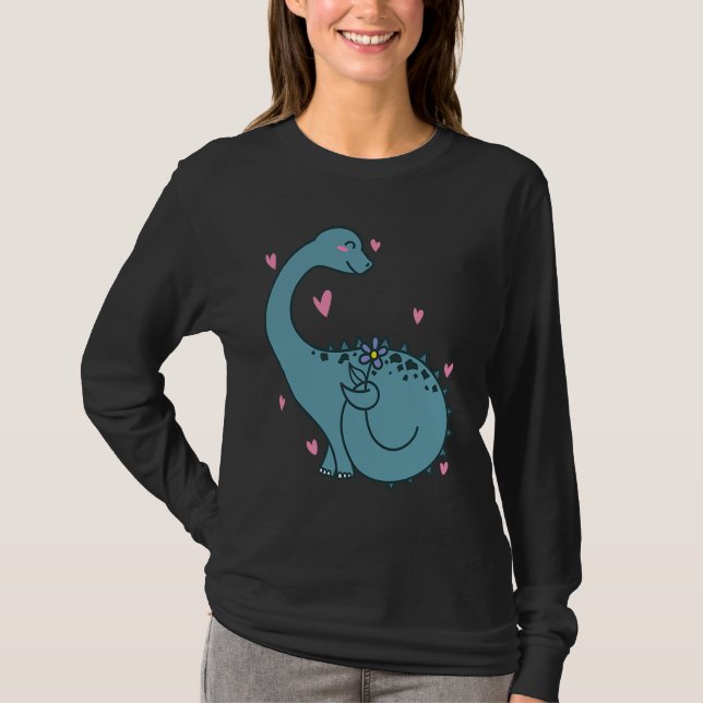 Dino is in Love Dinosaur Reptile T Shirt (Framsida)