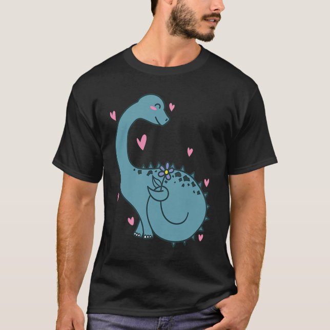 Dino is in Love Dinosaur Reptile T Shirt (Framsida)