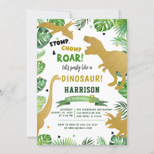Dino Island Dinosaur Födelsedagsfest Birthday Inbjudningar