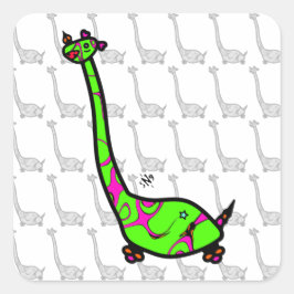 Dino Joe Colorful horned dinosaurs som varelse 2 Fyrkantigt Klistermärke