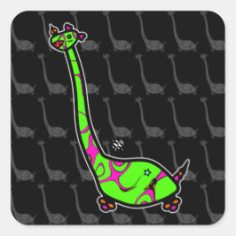 Dino Joe Colorful horned dinosaurs som varelse 3 Fyrkantigt Klistermärke