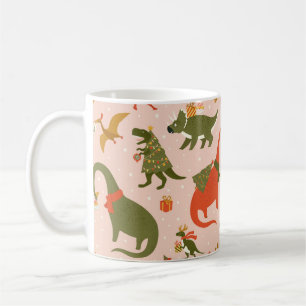 Dino jul Party Träd Rex. Dinosaur i Santa Kaffemugg