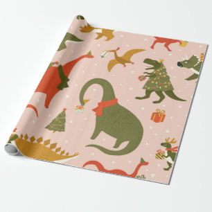 Dino jul Party Träd Rex. Dinosaur i Santa Presentpapper