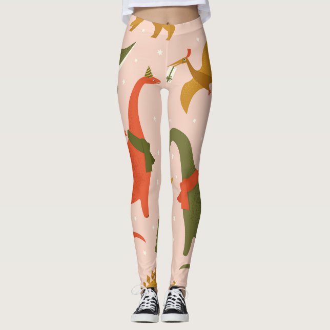Dino-jul Party: Träd Rex Leggings (Framsida)