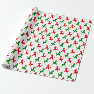 Dino jul som slår in papper presentpapper
