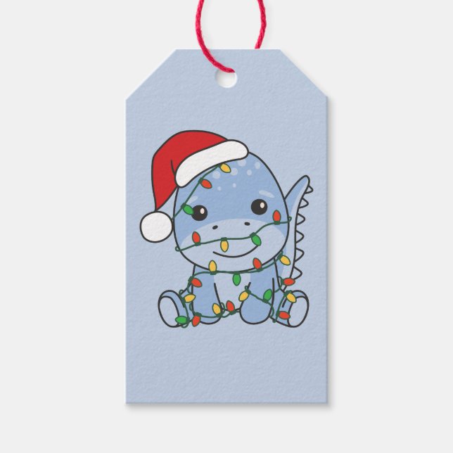 Dino jul Winter Animals Helgdag Dinos Presentetikett (Framsidan)