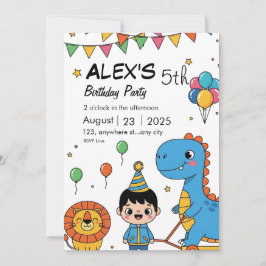Dino Jungle Birthday Invitation for Kids Spara Datumet