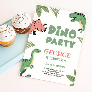 Dino Kalas Söt Dinosaurie 5-års Födelsedagsfest Inbjudningar
