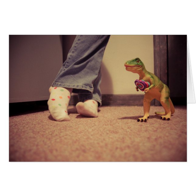 Dino kärlek hälsningskort (Framsidan Horizontal)